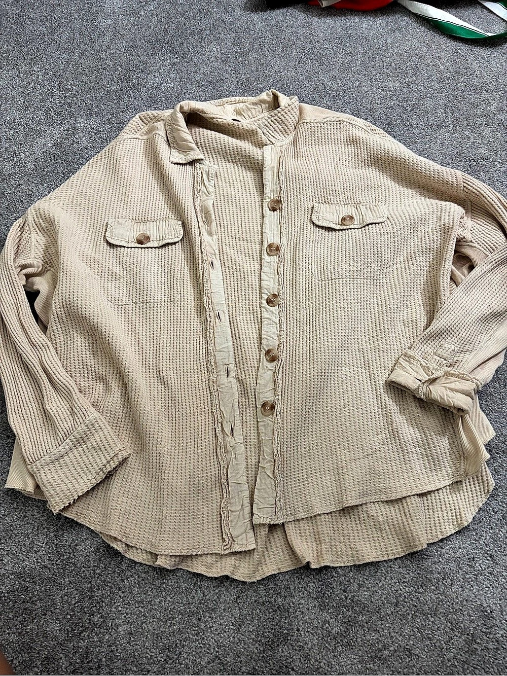 Free People FP One Scout Jacket Beige Sweater